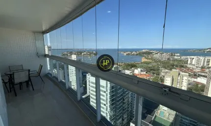 Apartamento mobiliado de 03 quartos/suíte, lazer completo e com vista para o mar na praia do canto