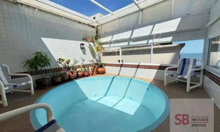 Cobertura com 3 dormitórios à venda, 330 m² por r$ 1.600.000 - piscina  embaré - santos/sp