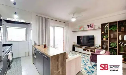 Apartamento com 1 dormitório à venda, 47 m² por r$ 795.000 - boqueirão - santos/sp