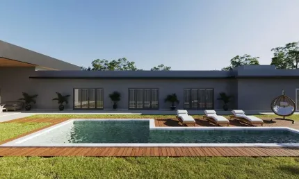 Casa térrea de luxo no condomínio entre verdes, sousas