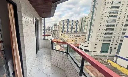 Apartamento com varanda, vista mar, 1 quarto na guilhermina - praia grande!