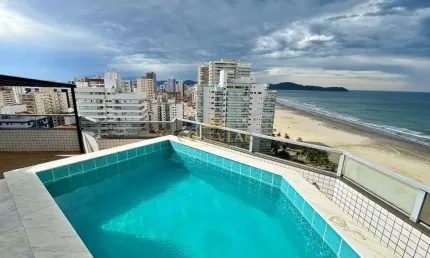 Cobertura na aviação – praia grande - 145m² úteis, piscina privativa, 2 suítes!
