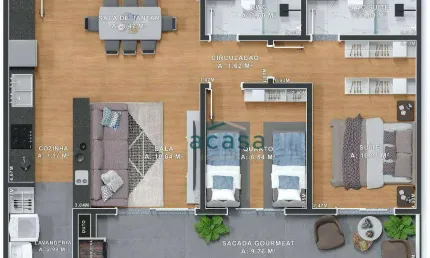 Apartamento com 1 suíte e 1 dormitório à venda por R$ 476.956 - Jardim Cassol - Cascavel/PR