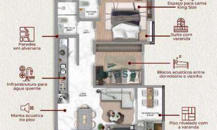 Apartamento no Ed. Paris Palace à venda, 56 m² por R$ 585.936 - Neva - Cascavel/PR