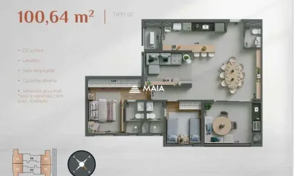 Apartamento com 3 quartos à venda no Jardim do Lago, Uberaba 