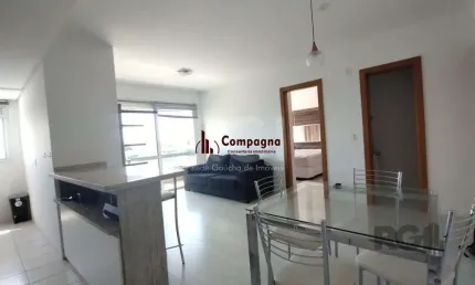 Apartamento mobiliado, 57m2, 1 suite, 1 vaga, lareira e churrasqueira, localizad