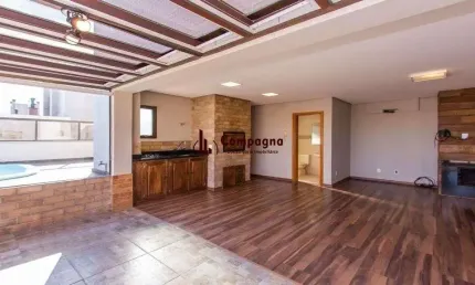 Cobertura 3 dormitórios, piscina, lareira, vista e 3 vagas no solarium lindóia