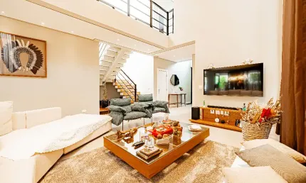 Linda casa mobiliada moderna no genesis 1 alphaville. 4 dormitórios sendo 2 suites e uma delas máster