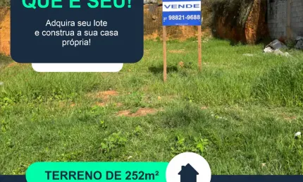 Lote de 252m2 no residencial vista de vitória, onde você pode realizar seu sonho de ter sua casa, seu negócio ou os dois.