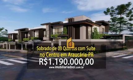 Sobrado de 03 Quartos com Suíte no Centro em Araucária-PR  - A venda por R$1.190.000,00