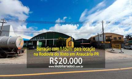 Barracão com 1.150m² na Rodovia do Xisto em Araucária-PR  - Locação por 20.000,00