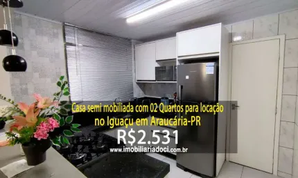 Casa semi mobiliada com 02 quartos no iguaçu em araucária-pr  - locação por r$2.531,00