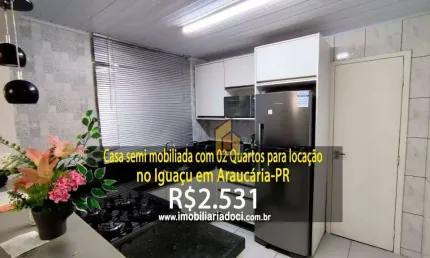 Casa semi mobiliada com 02 quartos no iguaçu em araucária-pr  - locação por r$2.531,00