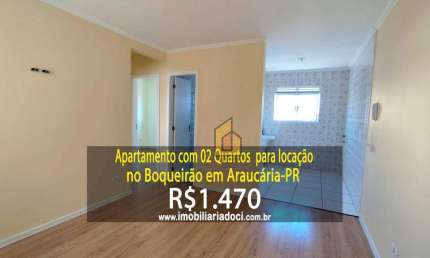 Apartamento com 02 Quartos no Boqueirão em Araucária-PR  - Locação por R$1.470,00  - Água e gás incluso