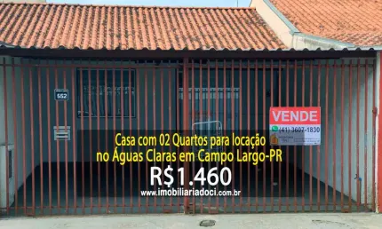 Casa com 02 quartos no águas claras em campo largo-pr  - locação por r$1.460,00