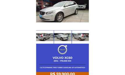 Volvo xc60 2014 2.0 t5 dynamic fwd turbo gasolina 4p automático