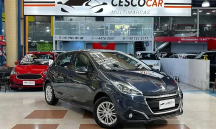 Peugeot 208 allure 1.2 flex - teto panorâmico - azul - 2016/2017