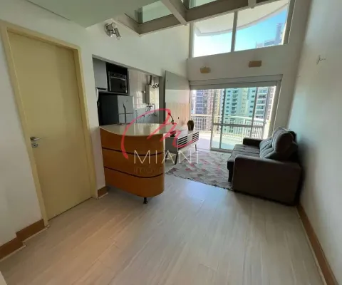 Loft mobiliado com varanda ampla com 55m² com vaga e estrutura completa
