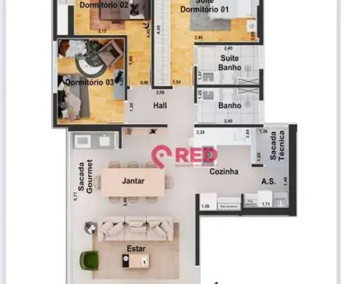 Apartamento com 3 quartos à venda, 95 m² por r$ 855.634 - vila são josé - votorantim/sp