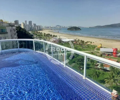 Apartamento luxuoso de 3 suítes com varanda de frente para o mar na praia do itararé, são vicente