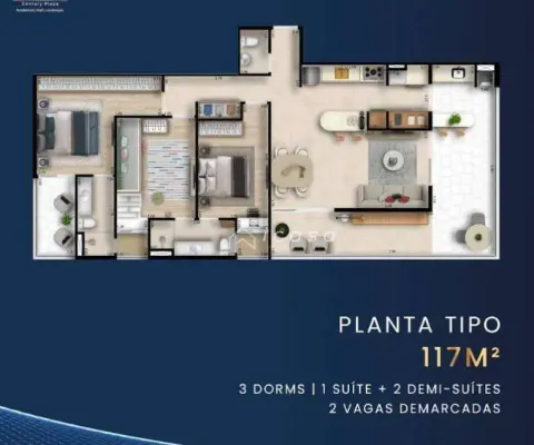 Apartamento com 3 dormitórios à venda, 117 m² por r$ 853.560 - esplanada independência - taubaté/sp