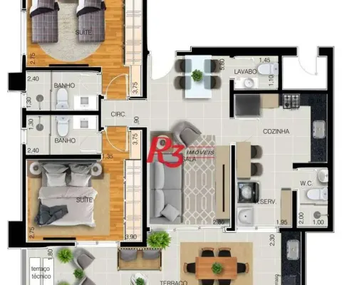 Apartamento à venda, 97 m² por r$ 1.365.437,13 - embaré - santos/sp