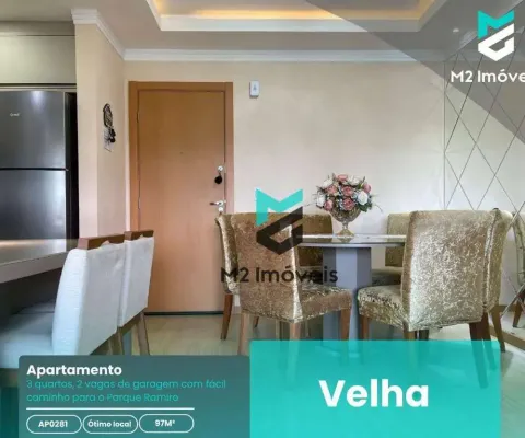Apartamento com 3 dormitórios à venda, 97 m² - velha - blumenau/sc