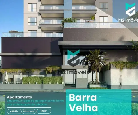 Apto frente mar com 3 dormitórios, 1 suíte, em barra velha sc