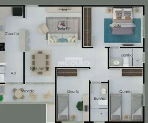 Apartamento à venda, 3 quartos, 2 suítes, 1 vaga, osvaldo rezende - uberlândia/mg