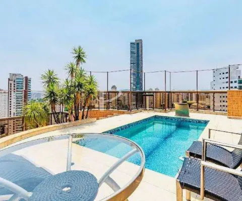 Cobertura à venda e para locação, com 335m², 4 dormitórios sendo 3 suítes e 5 vagas de garagem - anália franco - sp.