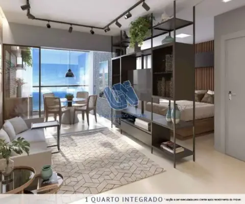 Ocean house quarto e sala com varanda e vista mar 42,92m2 em jaguaribe