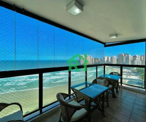 Apartamento frente mar, 3 dormitórios (3 suítes), 2 vagas, área de lazer, jardim astúrias, guarujá/sp