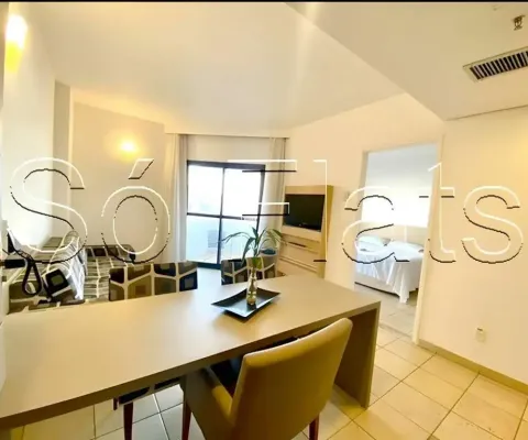 Flat em santos disponível para locação com 47m², 01 dormitório e 01 vaga de garagem.