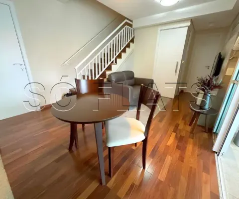Cobertura no estanconfor villa paulista com 110m², 2 dormitório e 2 vagas, disponível para locação.