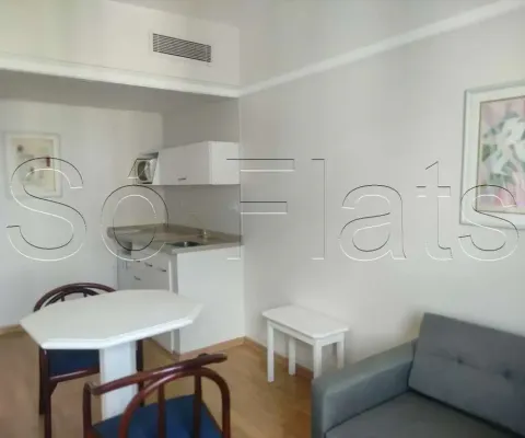 Apto no ninety para locação com 33m², 1 dormitório e 1 vaga de garagem nos jardins.