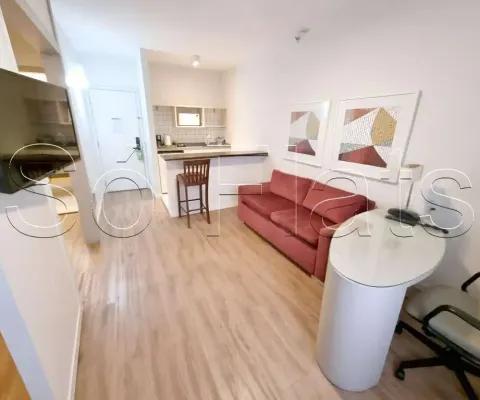 Apto totalmente reformado com 28m² com 1x dormitório mobiliado para locação em alphaville.