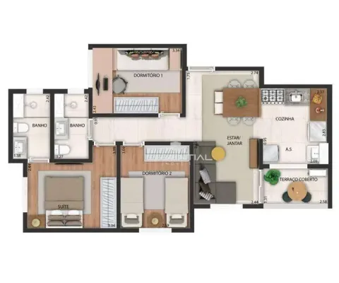 Apartamento | 3 dormitórios | 68 m² | r$ 519.000 - nau vivendas -bairro: universitário - são josé do rio preto/sp