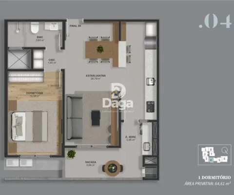 Apartamento com 1 quarto à venda na Rua Xangrilá, 800, Barreiros, São José