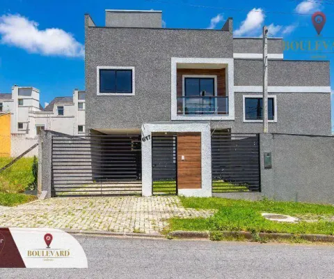 Sobrado novo de frente para a rua com jardim e 3 dormitórios à venda, 106 m² por r$ 680.000 - atuba - curitiba/pr