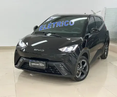 O BYD Dolphin Mini 2024 possui motor elétrico de 75 cv, bateria LFP de 38 kWh com autonomia de 280 k
