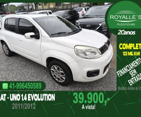 uno evo evolution 1.4 flex r$ 60x1249, sem entrada 2015 completo