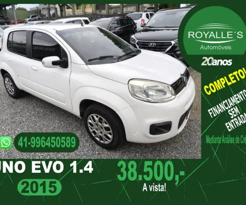 Uno evo evolution 1.4 flex r$ 60x1249, sem entrada 2015 completo