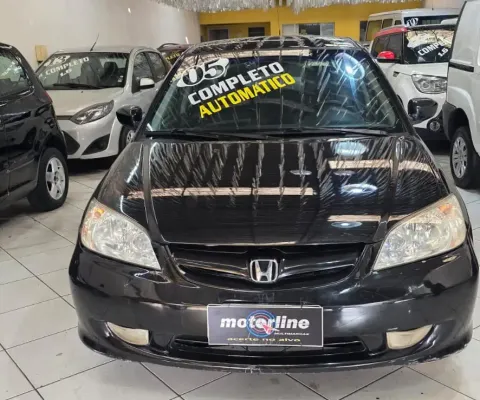 HONDA CIVIC AUTOMÁTICO COMPLETO + COURO RODAS REVISADO 2005