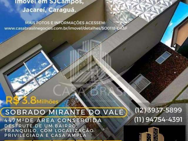Sobrado com 4 dormitórios, 447 m² - venda por R$ 3.800.000,00 ou aluguel por R$ 18.700,00/mês - Parque Mirante Do Vale - Jacareí/SP