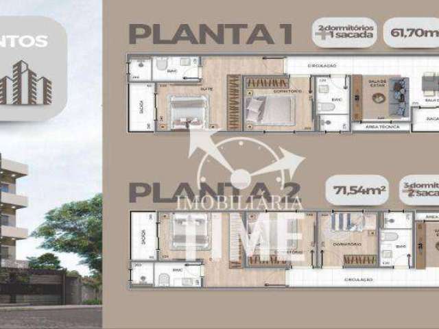 Apartamento com 2 dormitórios à venda, 61 m² por R$ 360.000,00 - Centro - Pinhais/PR