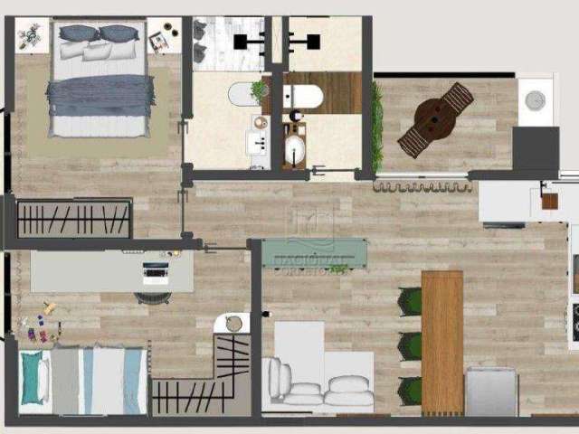 Apartamento com 2 dormitórios à venda, 53 m² por R$ 350.000,00 - Jardim das Maravilhas - Santo André/SP