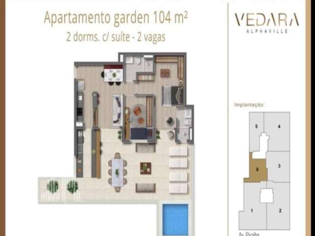 RR5227D Apartamento 104m² CONDOMÍNIO VEDARA - OPORTUNIDADE GARDEN - 2 Suítes 2 Vagas - Barueri, SP - Ótima Localização - ALPHAVILLE - LANÇAMENTO