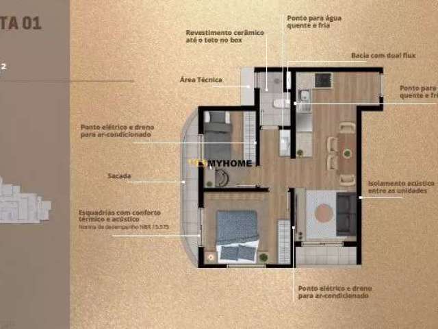 Apartamento à venda, 40 m² por R$ 414.645,00 - Vila Izabel - Curitiba/PR - AP5344