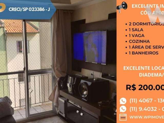 Apartamento com 2 dormitórios à venda, 50 m² por R$ 200.000,00 - Jardim Ruyce - Diadema/SP