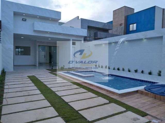 Vendo Casa Nova, com 210m², 3 quartos s/ 3 suítes, espaço gourmet, piscina e 3 vagas